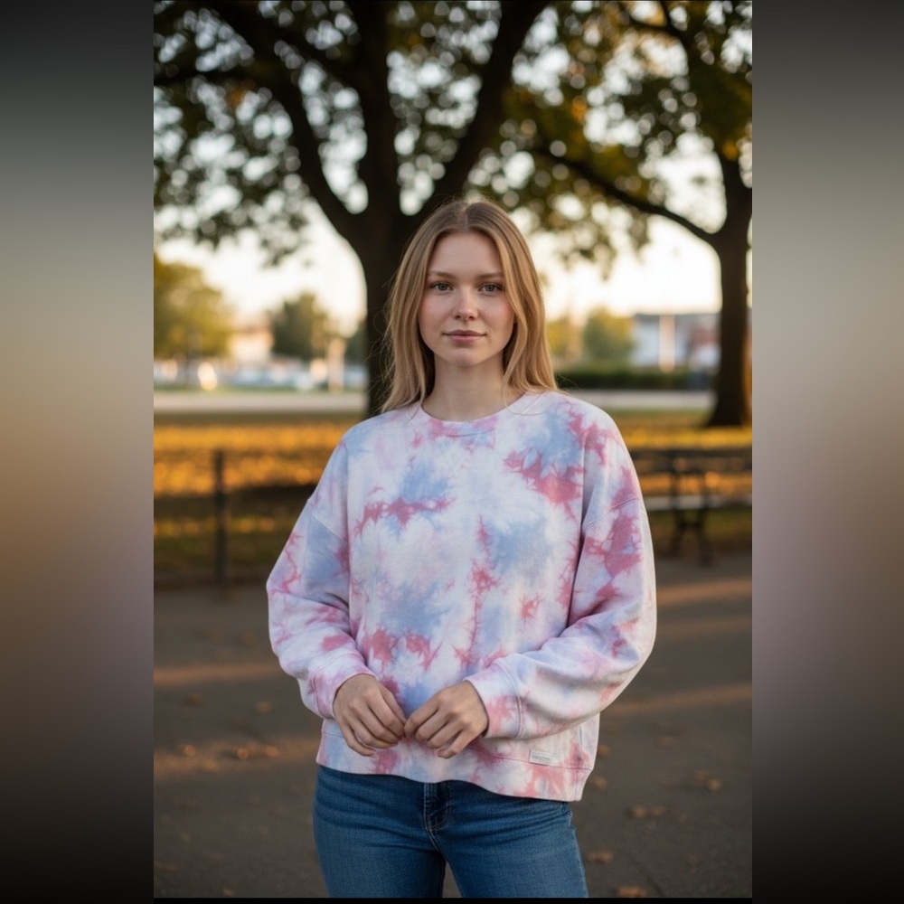 Eddie‎ Bauer Tie-Dye Crewneck Sweatshirt Women’s XL Pastel Pink Blue Pullover